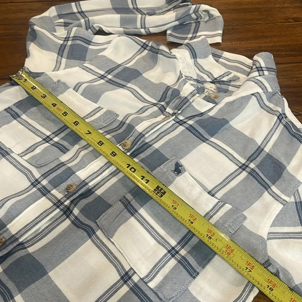 Abercrombie Fitch Button down Shirt Women's XS Blue White Plaid Long Sleeve - Picture 7 of 10